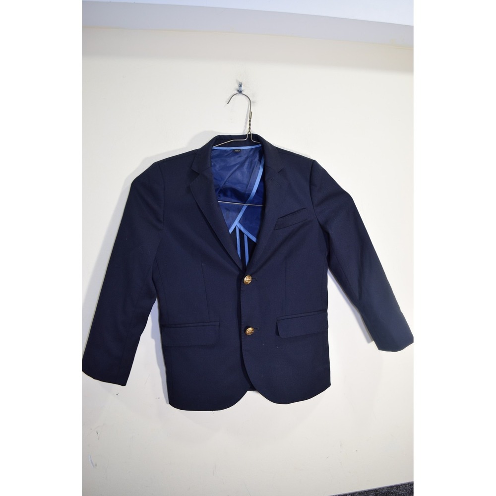 J Crew Crewcuts LUDLOW Gold Buttons Blazer Preppy Jacket Church BOYS 6 Blue
